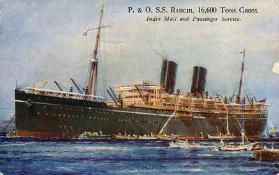 P. & O. S.S. Ranchi, 16.600 ton bruto, India post- en passagiersdienst, 1934 door Unbekannt
