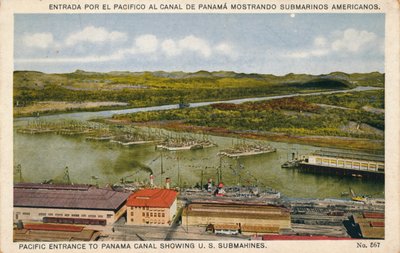 Pacifische ingang van het Panamakanaal met Amerikaanse onderzeeërs, ca. 1920s door Unbekannt