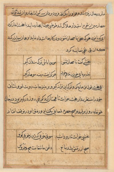 Pagina uit Verhalen van een papegaai Tuti-nama: tekstpagina, ca. 1560 door Unbekannt