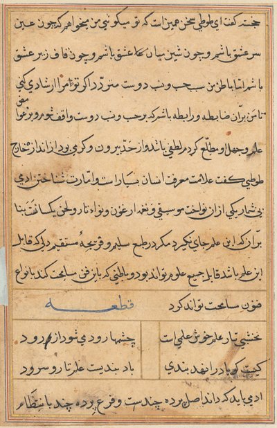 Pagina uit Verhalen van een papegaai Tuti-nama: tekstpagina, ca. 1560 door Unbekannt