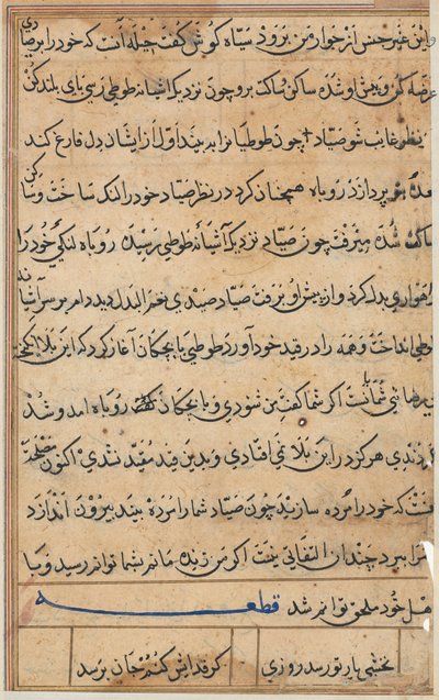 Pagina uit Verhalen van een Papegaai Tuti-nama: tekstpagina, ca. 1560 door Unbekannt