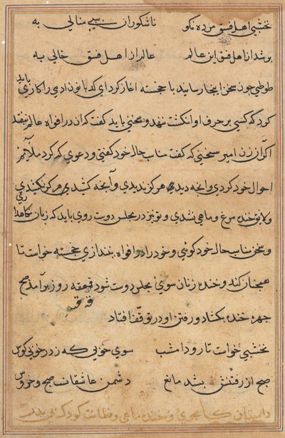Pagina uit Verhalen van een papegaai Tuti-nama: tekstpagina, ca. 1560 door Unbekannt