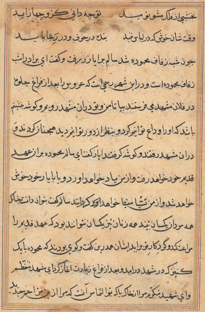 Pagina uit Verhalen van een Papegaai Tuti-nama: tekstpagina, ca. 1560 door Unbekannt