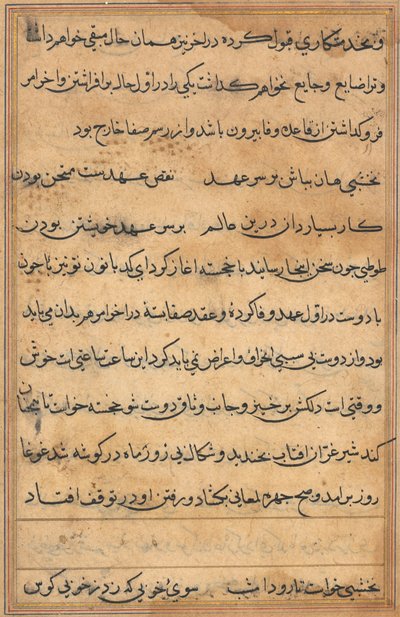 Pagina uit Verhalen van een Papegaai Tuti-nama: tekstpagina, ca. 1560 door Unbekannt