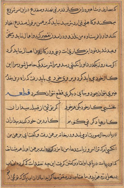 Pagina uit Verhalen van een papegaai Tuti-nama: tekstpagina, ca. 1560 door Unbekannt