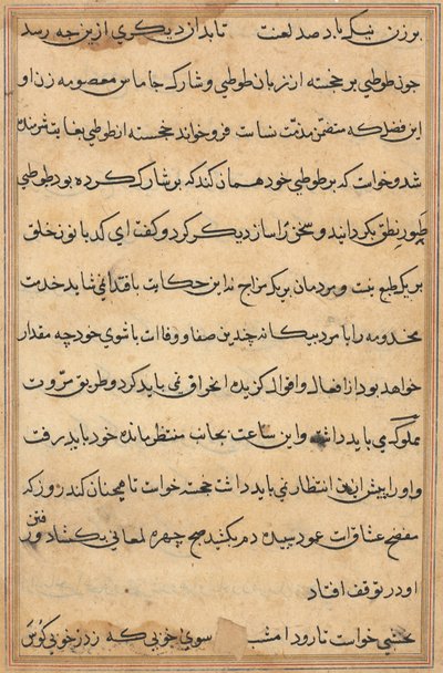 Pagina uit Verhalen van een Papegaai Tuti-nama: tekstpagina, ca. 1560 door Unbekannt