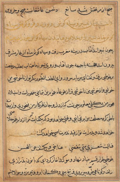 Pagina uit Verhalen van een papegaai Tuti-nama: tekstpagina, ca. 1560 door Unbekannt