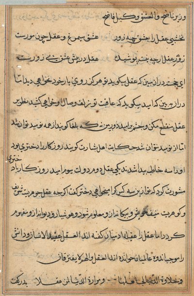 Pagina uit Verhalen van een papegaai Tuti-nama: tekstpagina, ca. 1560 door Unbekannt