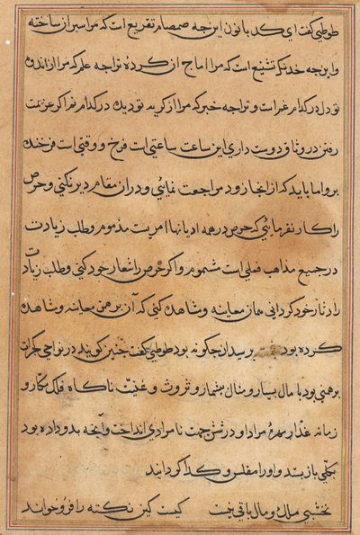 Pagina uit Verhalen van een Papegaai Tuti-nama: tekstpagina, ca. 1560 door Unbekannt