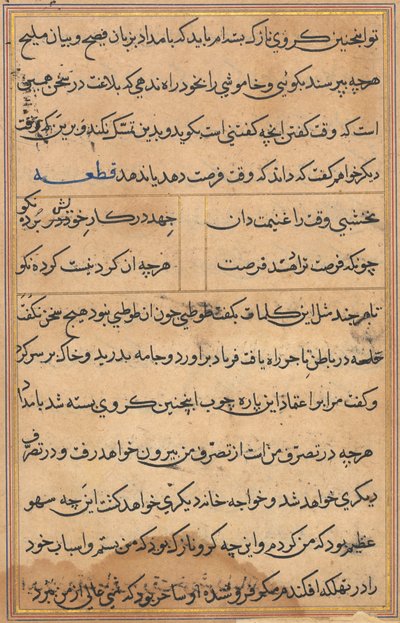 Pagina uit Verhalen van een papegaai Tuti-nama: tekstpagina, ca. 1560 door Unbekannt