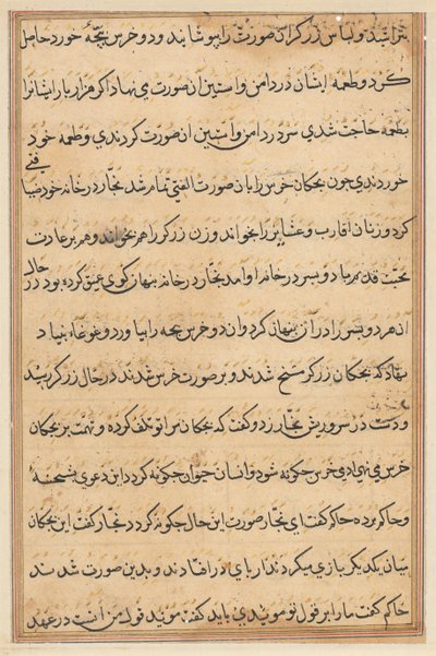 Pagina uit Verhalen van een Papegaai Tuti-nama: tekstpagina, c. 1560 door Unbekannt