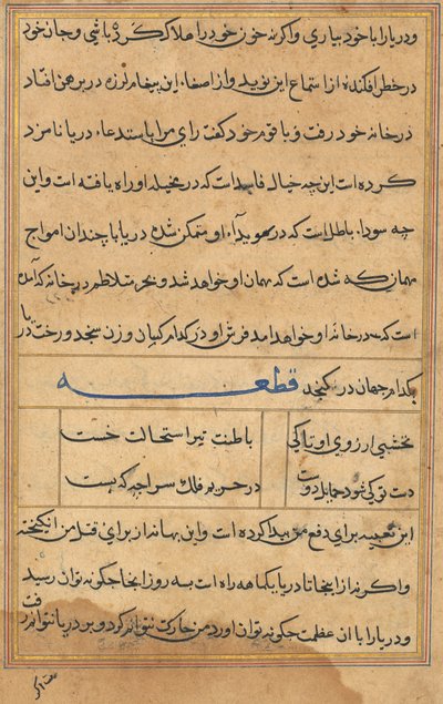 Pagina uit Verhalen van een Papegaai Tuti-nama: tekstpagina, ca. 1560 door Unbekannt