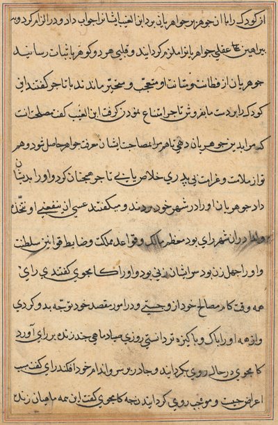 Pagina uit Verhalen van een papegaai Tuti-nama: tekstpagina, c. 1560 door Unbekannt