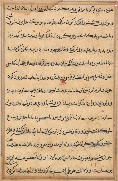 Pagina uit Verhalen van een Papegaai Tuti-nama: tekstpagina, ca. 1560 door Unbekannt