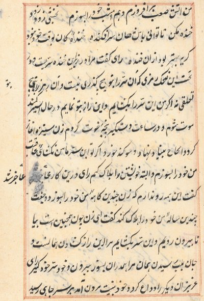 Pagina uit Verhalen van een Papegaai Tuti-nama: tekstpagina, c. 1560 door Unbekannt