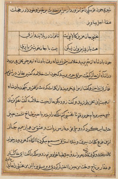 Pagina uit Verhalen van een Papegaai Tuti-nama: tekstpagina, c. 1560 door Unbekannt