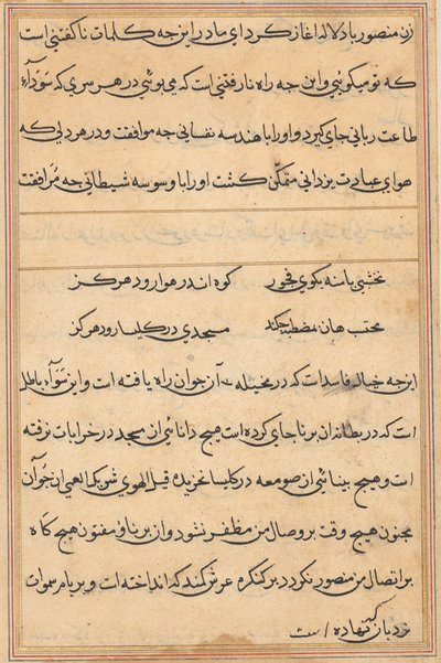 Pagina uit Verhalen van een papegaai Tuti-nama: tekstpagina, ca. 1560 door Unbekannt