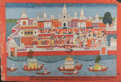 Pagina uit een Verspreid Bhagavata Purana Manuscript Leven van Krishna, ca. 1775 door Unbekannt