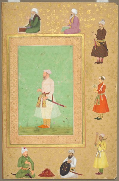 Pagina uit het Late Shah Jahan Album: Portret van Asaf Khan, ca. 1653 door Unbekannt