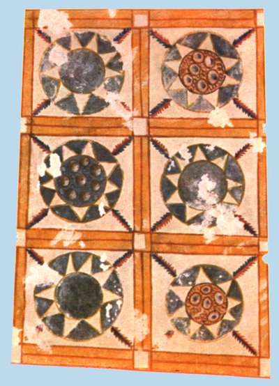 Geschilderde plafonddecoratie in de Stasovsky Crypte, Cimmerische Bosporus, Kerch, 1928 door Unbekannt