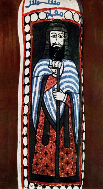 Geschilderde figuur van een christelijke priester in Jausaq, Samarra, Irak, 1930 door Unbekannt