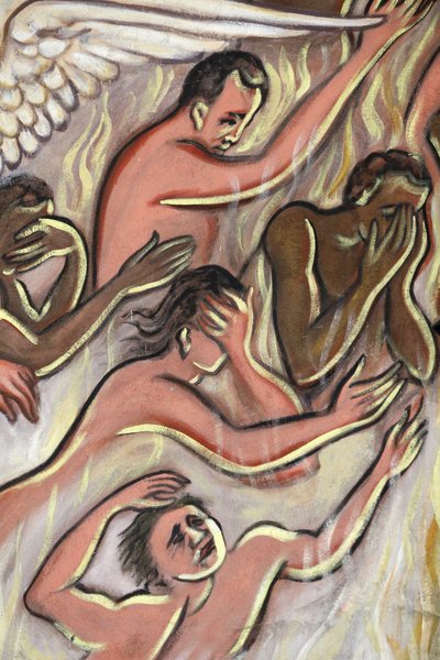 Schilderij. Het Laatste Oordeel. Hel, Aneho, Togo door Unbekannt