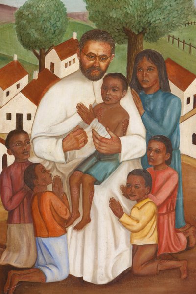 Schilderij van een christelijke missionaris in Haïti, Port-au-Prince, Haïti door Unbekannt