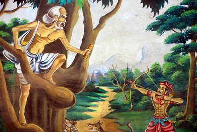 Schilderij dat het levensverhaal van Shakyamuni Boeddha afbeeldt. Wat Naxai. Vientiane. Laos, 20151106, Vientiane, Laos door Unbekannt
