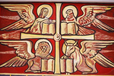 Schilderij in Lome kathedraal: evangelisten, Lome, Togo door Unbekannt
