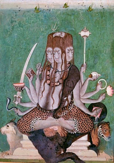 Schilderij van de god Siva met attributen door Unbekannt