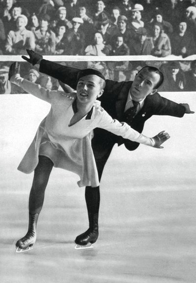 Paarschaatsen, Olympische Winterspelen, Garmisch-Partenkirchen, Duitsland, 1936 door Unbekannt