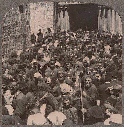 Palmprocessie verlaat de Kerk van het Heilig Graf, ca. 1900 door Unbekannt