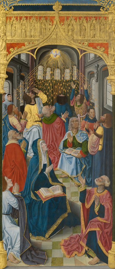 Panelen van het hoofdaltaar van de Charterhouse van Saint-Honoré, Thuison-les-Abbeville: Pinksteren door Unbekannt