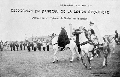 Parade van de vlag van het Franse Vreemdelingenlegioen, Sidi Bel Abbes, Algerije door Unbekannt