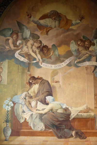 Saint-Francois-Xavier kerk schilderij: De dood van Sint Jozef door Henri Pinta (1915), Parijs, Frankrijk door Unbekannt