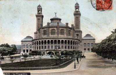 Parijs: buitenaanzicht van het Palais du Trocadero - Ansichtkaart gedateerd 1908 door Unbekannt