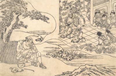 Parodie op het Verhaal van Jonge Man Lu: Een Visser die Droomt, ca. 1700 door Unbekannt