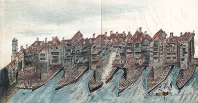 Deel van de Oude London Bridge, c1600 door Unbekannt