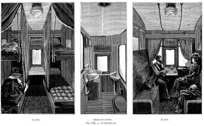 Deel van een Franse spoorweg slaapwagen, 1890 door Unbekannt