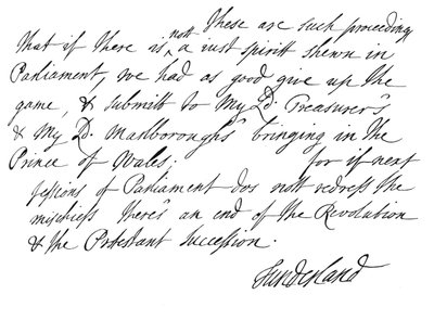 Deel van een brief geschreven door Charles Spencer, 3e Graaf van Sunderland, 1678 1840 door Unbekannt