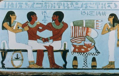 Deel van beschilderde kalkstenen stèle van Amenemhet, Abydos, Egypte, 11e dynastie door Unbekannt