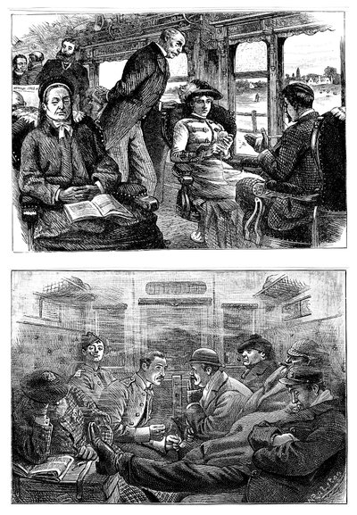 Passagiers in een trein van Londen naar Glasgow, 1884 door Unbekannt