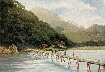 Voetbrug over de Arakawa-rivier, 1900 door Unbekannt