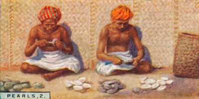 Parel, 2. - Het openen van de oesters, Ceylon, 1928 door Unbekannt