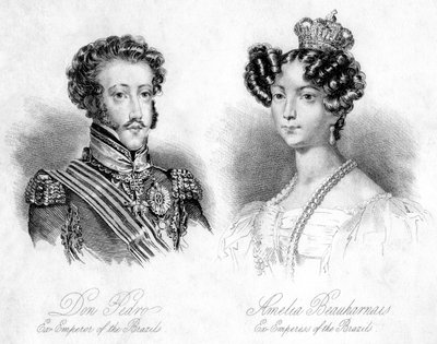 Pedro I, keizer van Brazilië en prinses Amelie van Leuchtenberg door Unbekannt