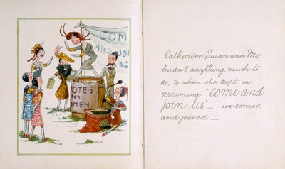Pegpoppen op een suffragettebijeenkomst, ca. 1910 door Unbekannt