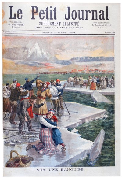 Mensen gestrand op ijsschotsen, Finland, 1894 door Unbekannt