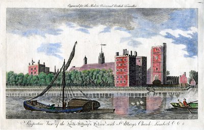 Perspectiefweergave van het paleis van de aartsbisschop, met de St. Mary