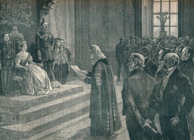 Het aanbieden van het patriottische adres aan de Koningin aan de vooravond van de Krimoorlog door Unbekannt
