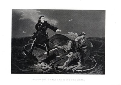 Peter de Grote steekt de Neva over, 1882 door Unbekannt